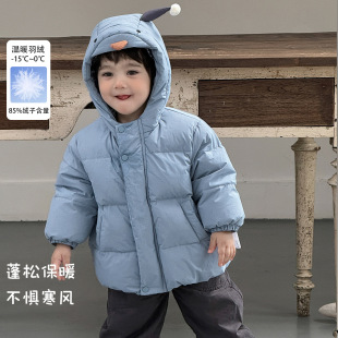 冬天休闲穿搭男童套装宝宝连帽羽绒服外套百搭棉裤三件套韩系童装