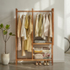 北欧黑胡桃实木挂衣架家用卧室落地樱桃木衣帽架衣服收纳架子拉框