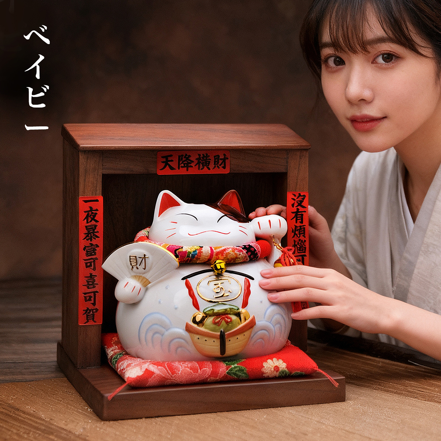 日本猫舍道乐堂本铺陶瓷招财猫