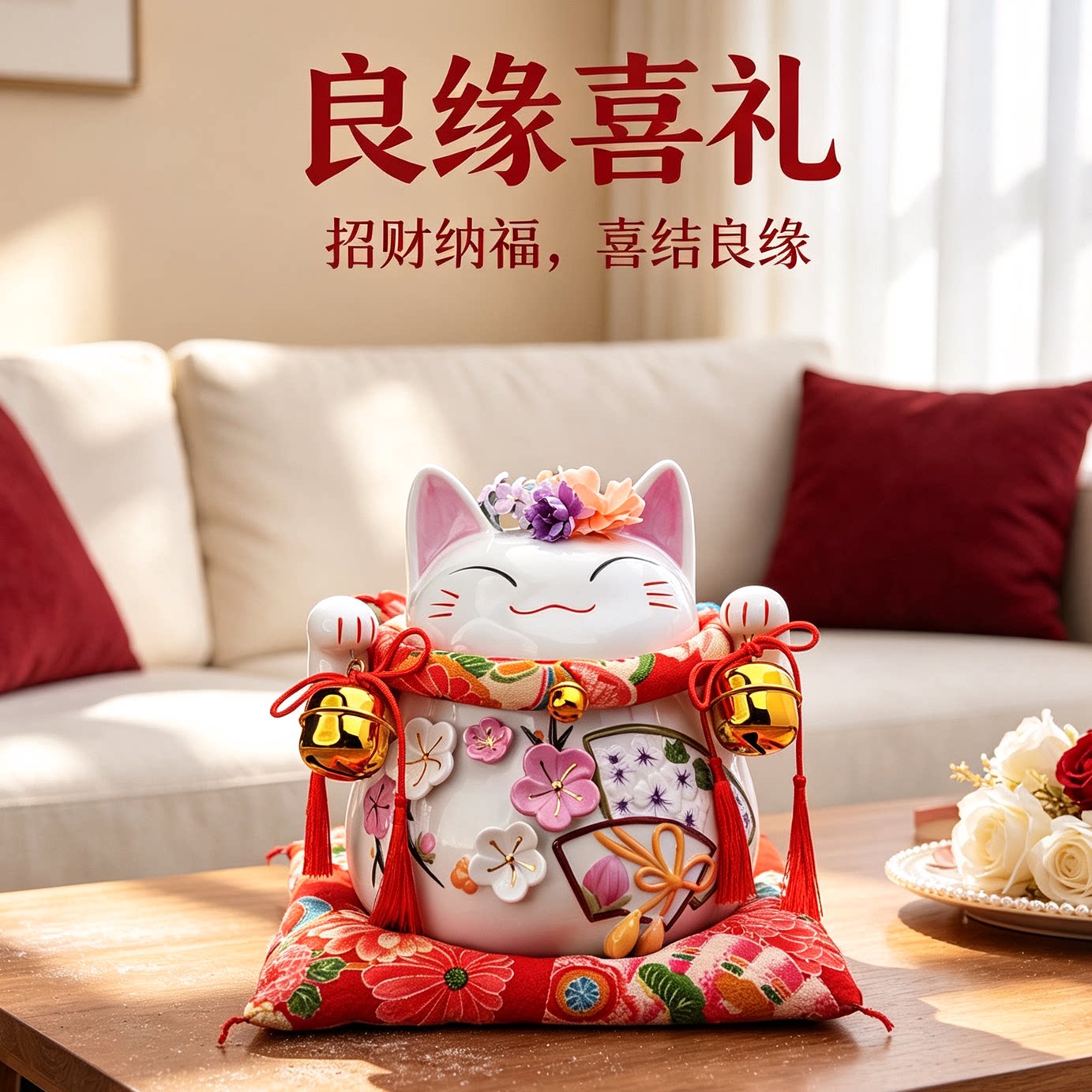 新婚结婚订婚礼物送新娘新人闺蜜有意义实用招财猫装饰高级摆件