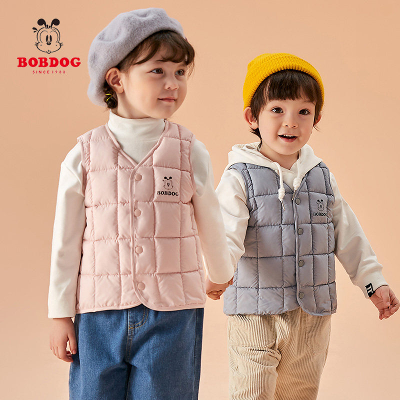 巴布豆正品儿童轻薄款棉马甲新款中小童宝宝坎肩男童女童保温背心