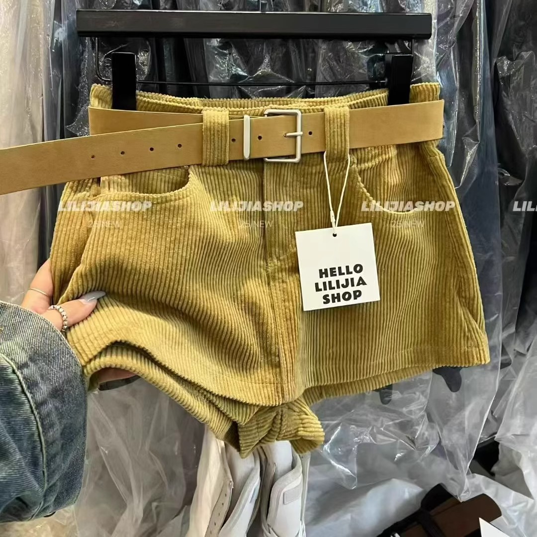 复古灯芯绒半身裙裤女秋冬季新款