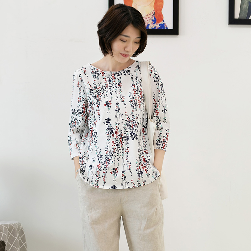 盘扣碎花原创春夏季衬衣原创斜襟