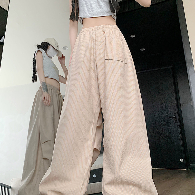 美式复古条纹休闲裤男女2026年夏季新款宽松阔腿弯刀垂感长裤P52,男装休闲裤,星座410-6（原星座1304-1）