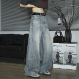 新款男慵懒牛仔裤美式复古水洗裂纹破洞休闲裤P52，男装休闲裤，星座410-6（原星座1304-1）