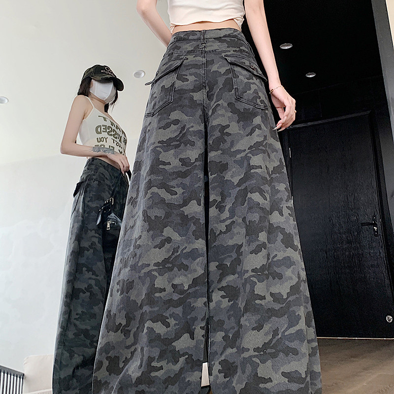 美式复古迷彩工装牛仔裤男女潮牌宽松直筒阔腿休闲长裤子P46，男装牛仔裤，星座410-6（原星座1304-1）