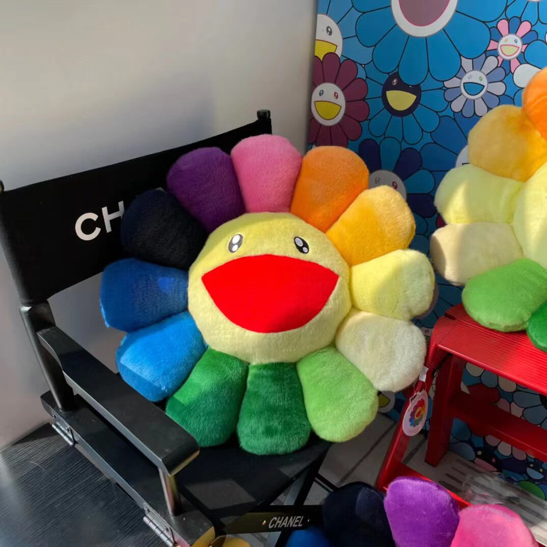 thumbnail for Sunflower smiling face pillow cushion home decoration gift men's and women's tide doll car waist pillow tide ins Murakami