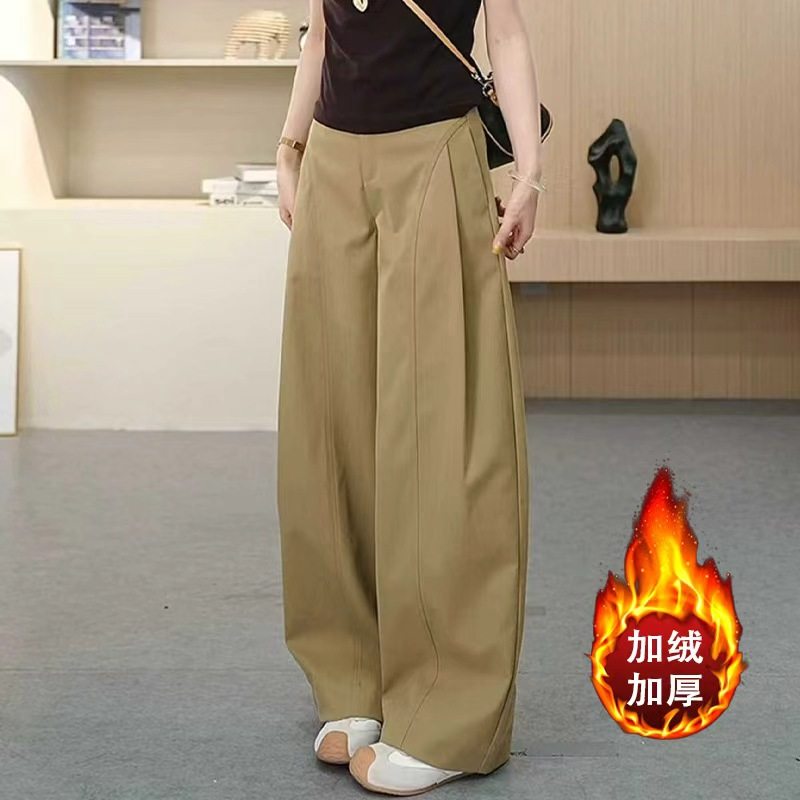 啄木鸟秋冬季新款弯刀裤女高腰显瘦风琴裤宽松百搭加绒阔腿长裤子,女装/女士精品,休闲裤,淘宝优惠券,粉丝福利购,淘宝优惠卷