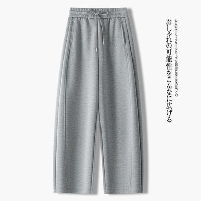 啄木鸟时尚高腰弯刀休闲裤女2026松紧腰运动宽松显瘦休闲直筒裤