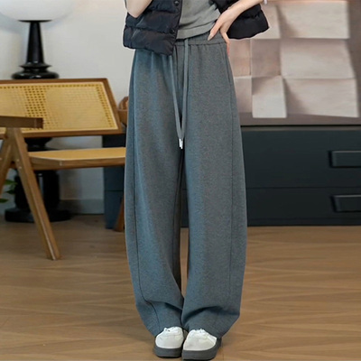 啄木鸟镰刀卫裤女2025秋冬显瘦加绒加厚阔腿裤宽松休闲香蕉裤子