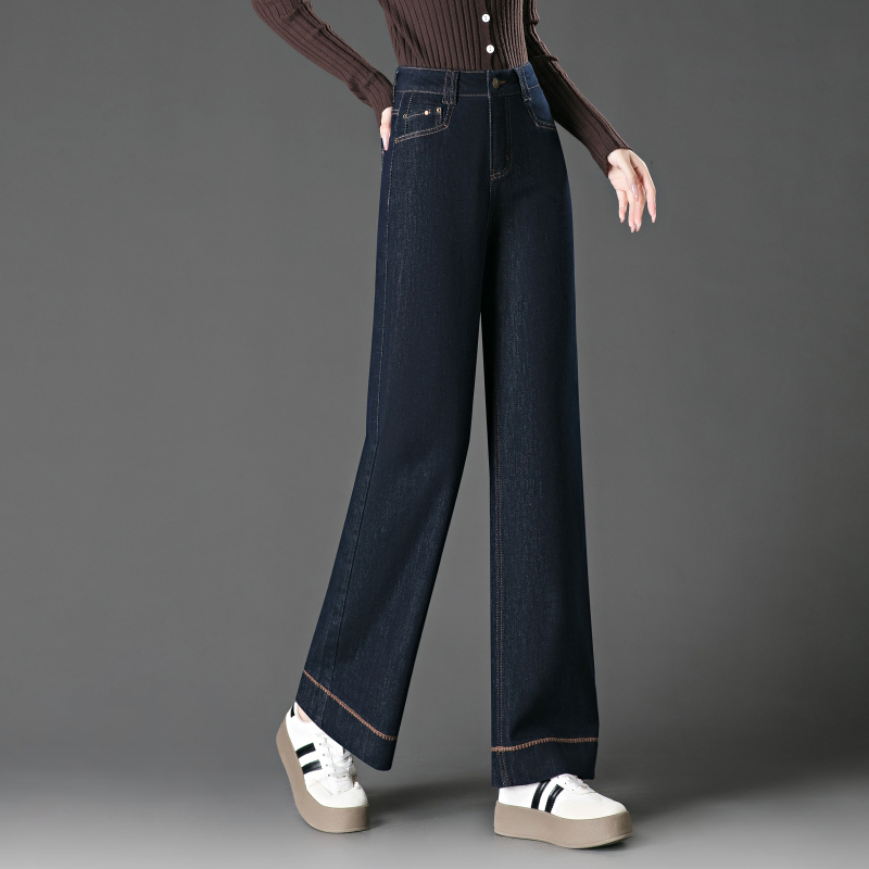 啄木鸟阔腿牛仔裤女春秋高腰休闲女裤女士宽松流行爆款直筒长裤子