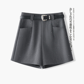 高腰显瘦A字热裤 啄木鸟质感亮片西装 阔腿裤 女2026春夏季 短裤