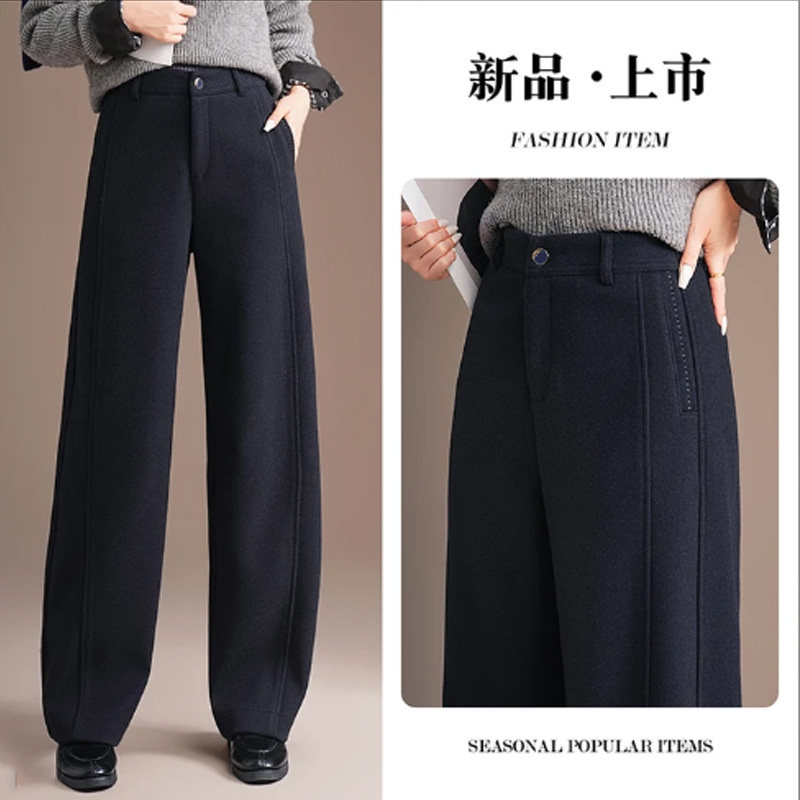啄木鸟弯刀裤休闲女裤新款2025爆款时尚气质加厚毛呢阔腿裤冬季