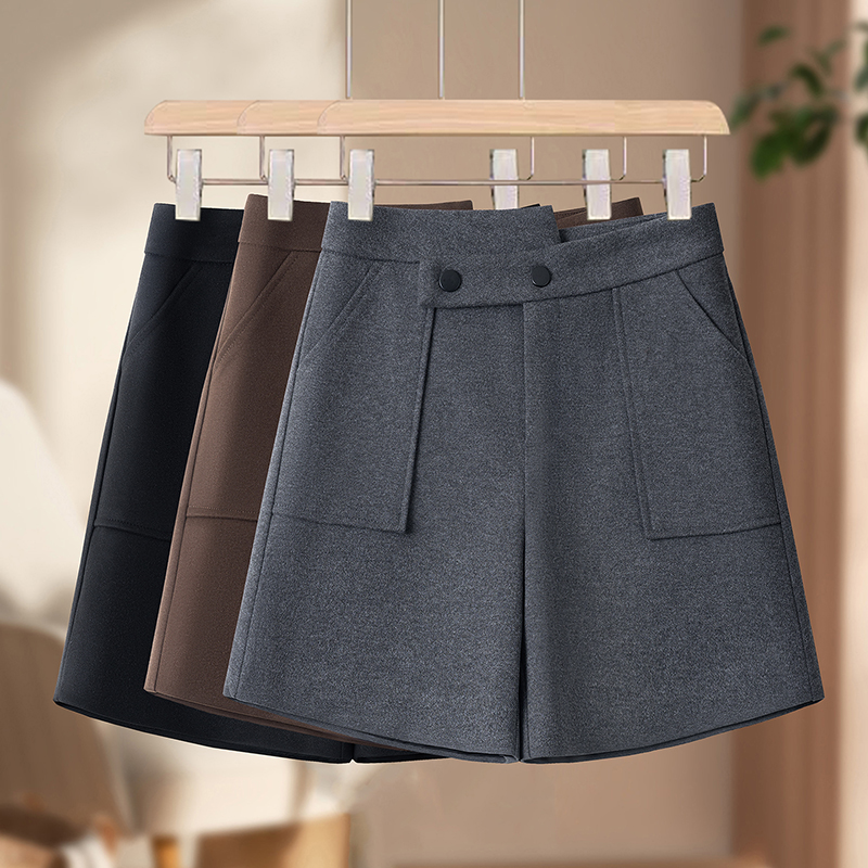 啄木鸟显瘦秋冬灰色显瘦西装短裤秋冬休闲百搭高腰A字
