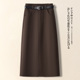 啄木鸟咖色毛呢半身裙女秋冬款 高腰显瘦垂坠感a字裙一步包臀裙子