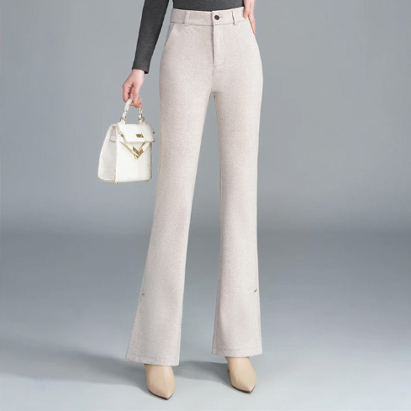 啄木鸟高级感超好看的裤子女2025新款秋冬季微喇裤侧开叉西装裤