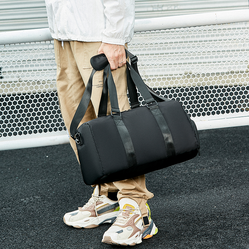 手提旅行包大容量男时尚短途行李包男士挎包轻便出差旅游包黑色