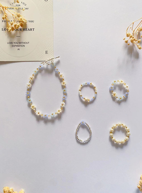 幽蓝海韵 原创设计手工制作串珠手链清新女孩时尚简约百搭饰品