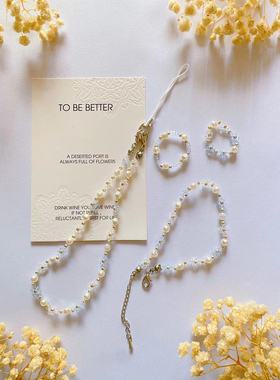 蓝莓汽水 原创简约百搭小众ins风串珠珍珠手链温柔系小女孩项链