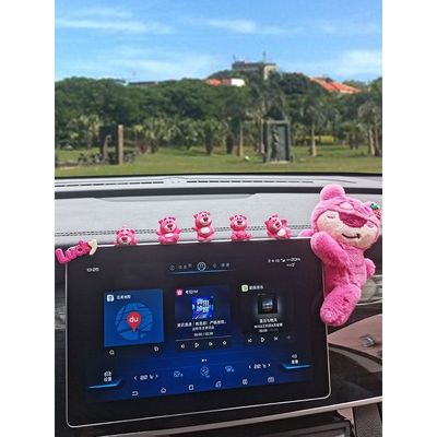 卡通汽车摆件显示屏中控台车载可爱公仔装饰品车内网红玩偶配件女