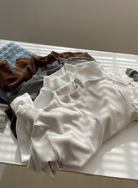 软绵绵~厚实小立领刺绣打底衫女！24秋冬弹力显瘦纯色半高领长袖t