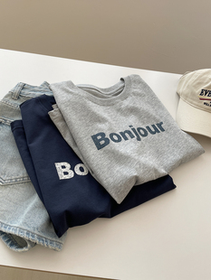 美式复古字母印花短袖t恤女！夏简约百搭宽松显瘦圆领休闲上衣tee