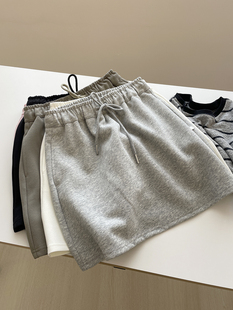 夏季 a字运动短裙女 防走光松紧腰显瘦棉质休闲半身裙 美式 显腿长