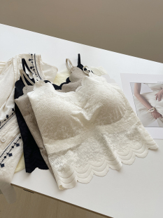 蕾丝花边小吊带背心女 春夏一体胸垫细肩带显瘦抹胸美背打底内衣