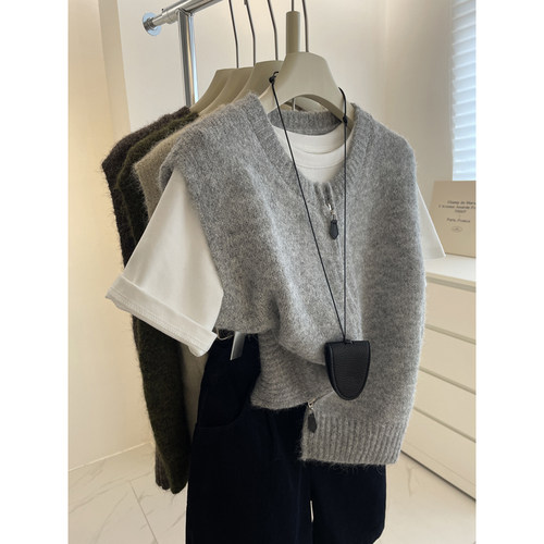 双拉链~软糯针织毛衣马甲