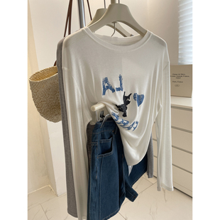 休闲罩衫 凉感轻薄莱赛尔长袖 夏百搭韩系减龄圆领空调衫 女 防晒衫