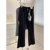 微喇显瘦小黑裤 黑色 防掉色百搭高腰四面弹小个子喇叭九分牛仔裤