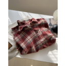 冬显白慵懒宽松叠穿休闲毛呢外套 女 氛围感 加厚磨毛复古格子衬衫