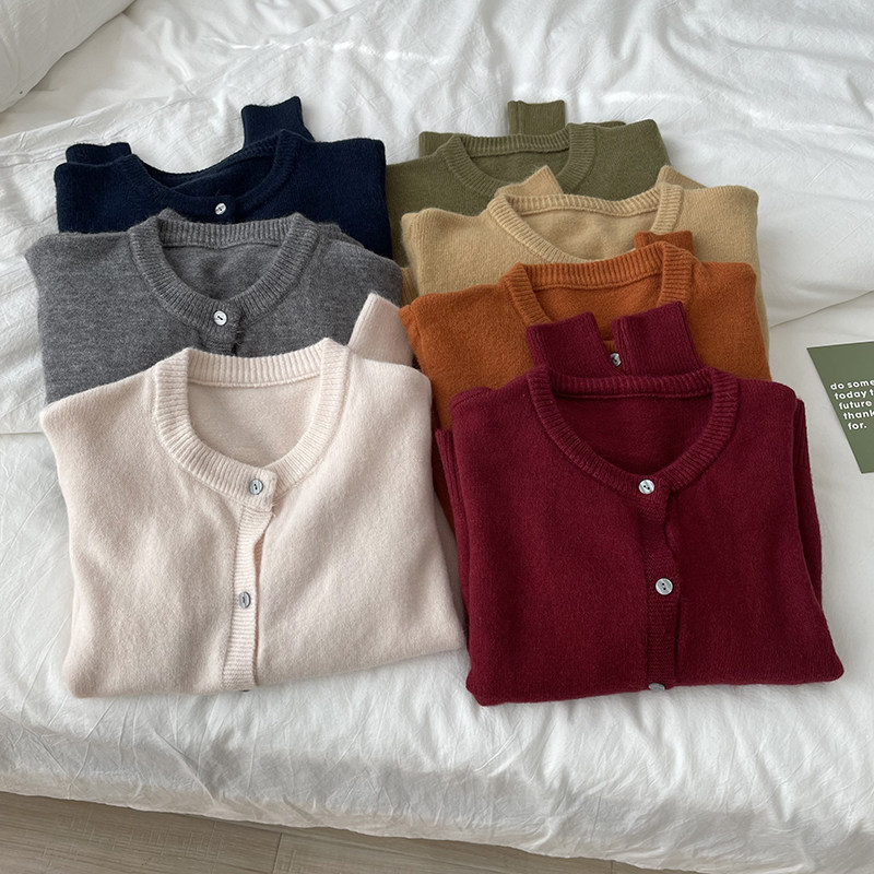 减龄开衫薄外套！秋冬百搭短款小个子圆领显瘦毛衣针织衫上衣女,女装/女士精品,毛针织衫,淘宝优惠券,粉丝福利购,淘宝优惠卷