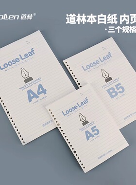 道林本白色活页纸张B5-26孔学生笔记本单独替芯A4-30孔思维导图芯