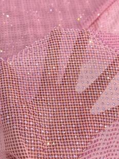 新款高密网间隔烫钻仿奥钻网布烫钻面料婚纱礼服布料