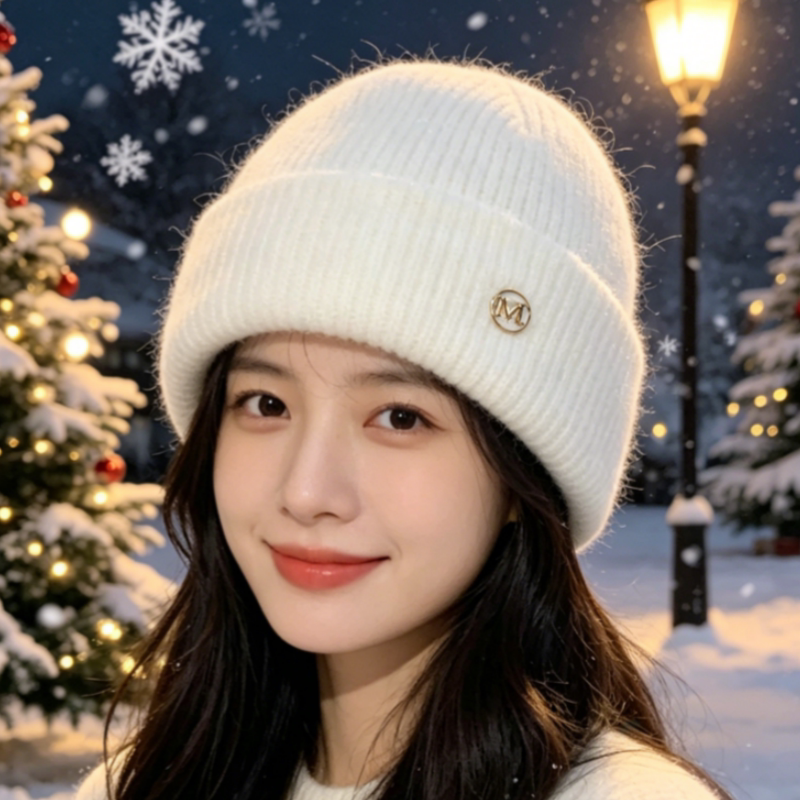 帽子女冬季加绒针织毛线帽加厚保暖仿水貂绒韩版百搭护耳套头冷帽