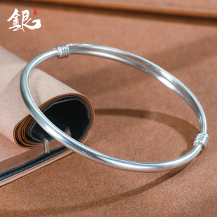 S999足银实心脚镯推拉脚手镯纯银素圈手工脚镯可加铃铛定制经典 款