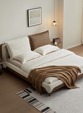 全友家居家具门店同款 极简风 92332 软包棉麻布艺双人床1.8米