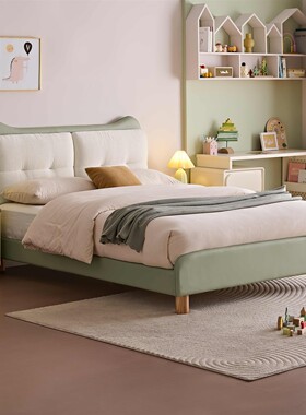 全友家居门店同款 时尚 92329 软包三防雪尼尔布艺儿童软床1.5米