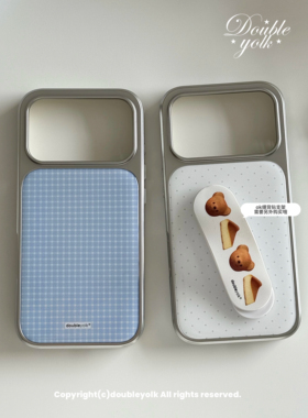 原创ins风简约波点格纹电镀银边滴胶壳适用于苹果17pm/17pro/17/16pm/16pro/16/15/14