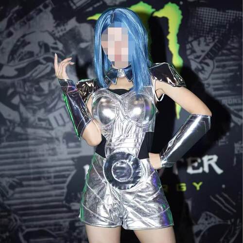 M7银色科技感星际战士表演套装张韶涵同款舞蹈酒吧走秀女团演出服