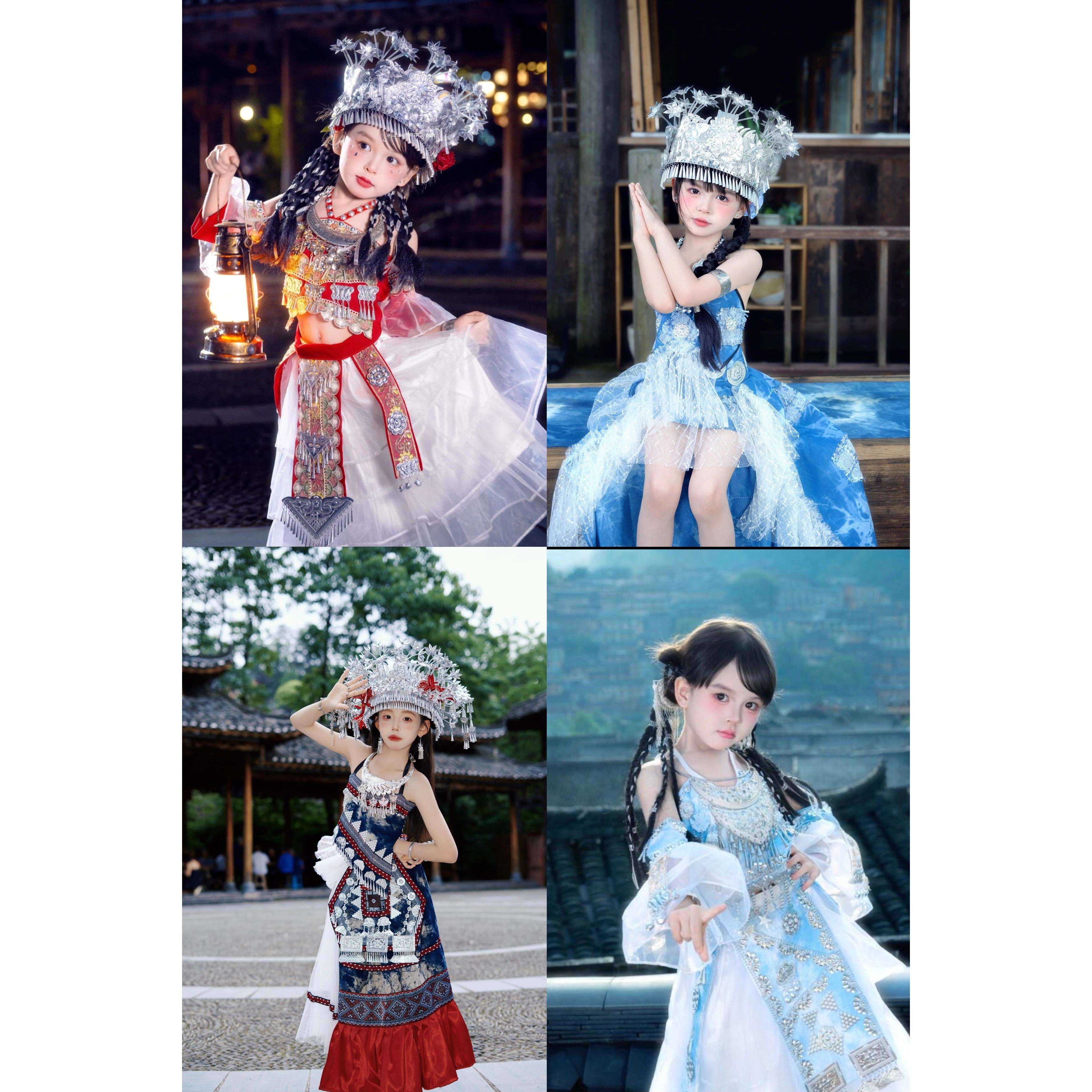 儿童苗族服装少数民族衣服土家族六一节日三月三女童苗疆少女服装