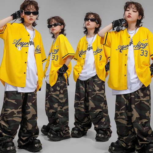 儿童街舞潮服男童嘻哈棒球服幼儿hiphop炫酷帅气女童街舞演出服装