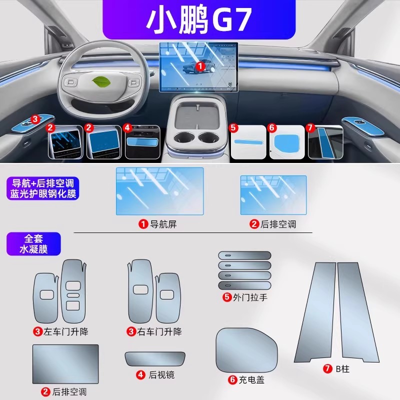 小鹏G7内饰中控贴膜屏幕钢化膜25