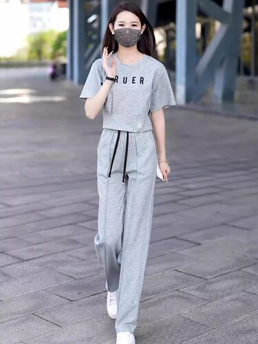 短款短袖阔腿裤洋气两件套运动服