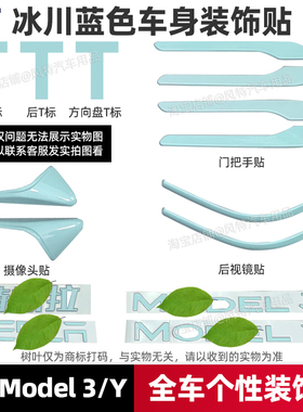 适用特斯拉modely车标贴model3冰川蓝色全套车身个性装饰车贴配件