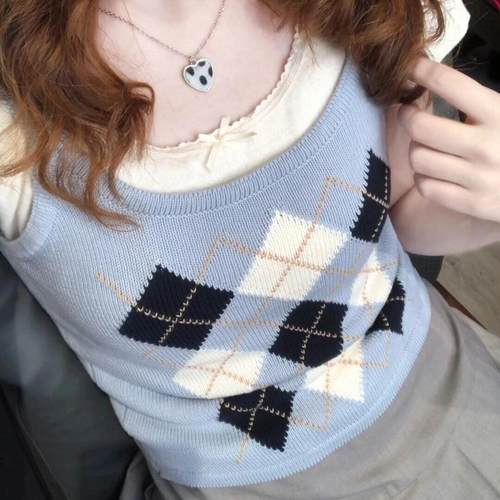 菱形格纹针织吊带BM针织吊带