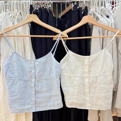 收腰显瘦吊带背心两色无袖上衣