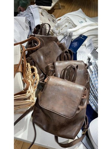 复古美式棕色双肩包女