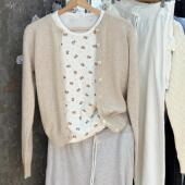 Brandy 外套 长袖 girl bm燕麦色圆领纽扣柔软针织纯棉圆领毛衣开衫